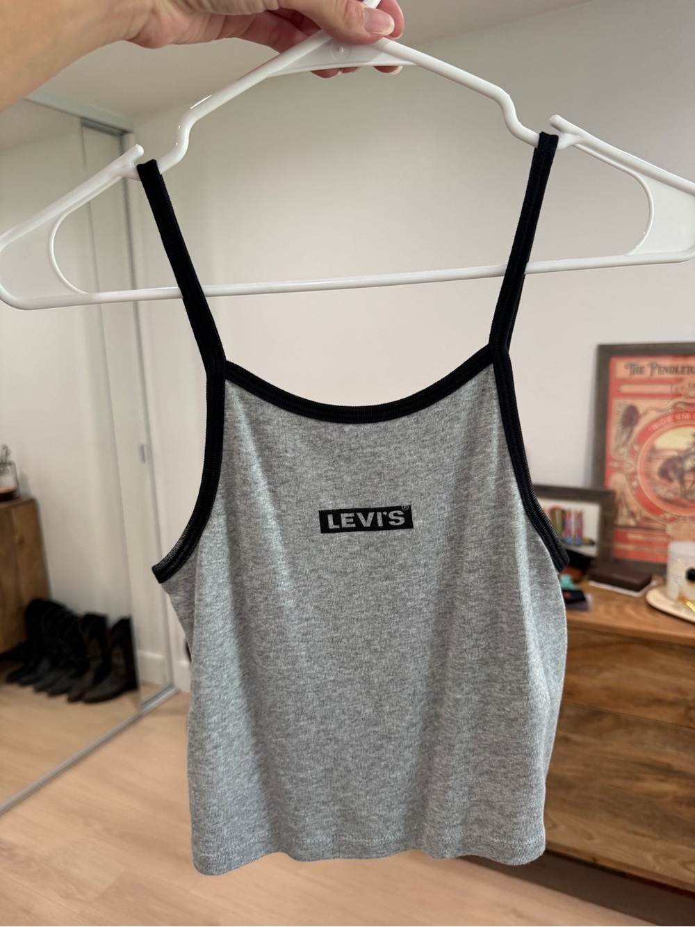 Levi's Women's Gray Tank Top with Black Trim